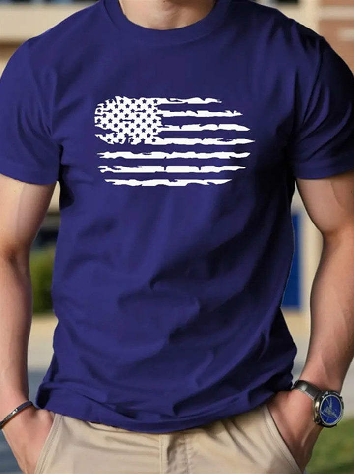 National Flag Men's Round Neck Casual Short Sleeves Botton Up 3D Print Shirt