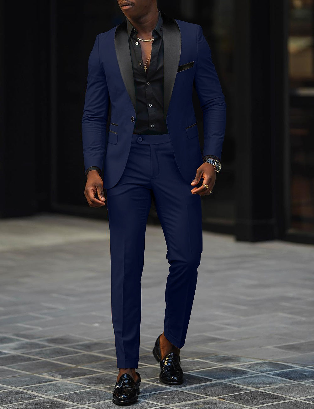 Dark Gray Men's Tailored Fit Single Breasted One-button 2 Pieces Prom Wedding Suits Black Dark Gray Men's Tailored Fit Single Breasted One-button 2 Pieces Prom Wedding Suits Black