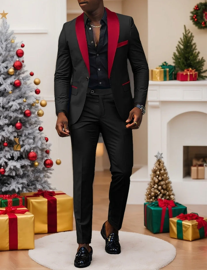 Dark Gray Men's Tailored Fit Single Breasted One-button 2 Pieces Prom Wedding Suits