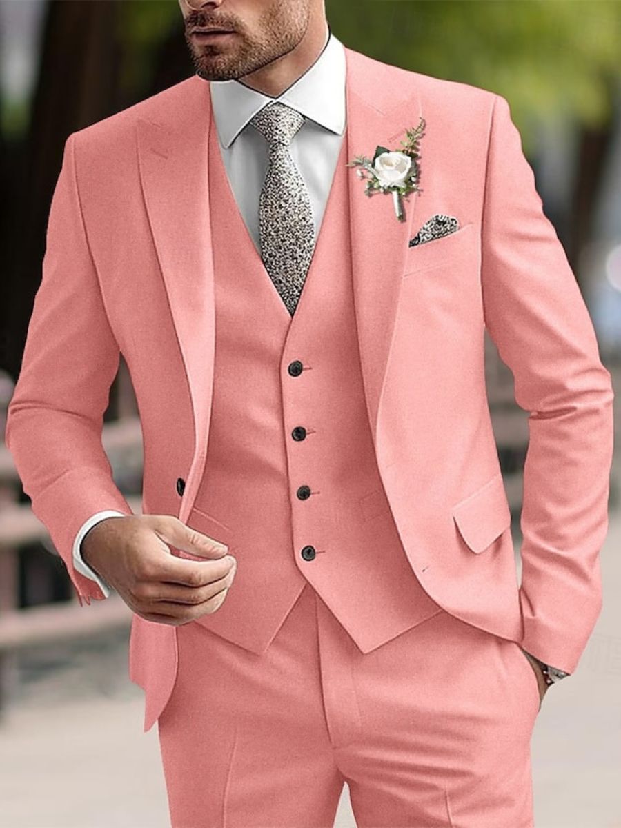 Beige Men's Party 3 Piece Single Breasted Two-Buttons Wedding Formal Suits, Beige Beige Men's Party 3 Piece Single Breasted Two-Buttons Wedding Formal Suits, Beige