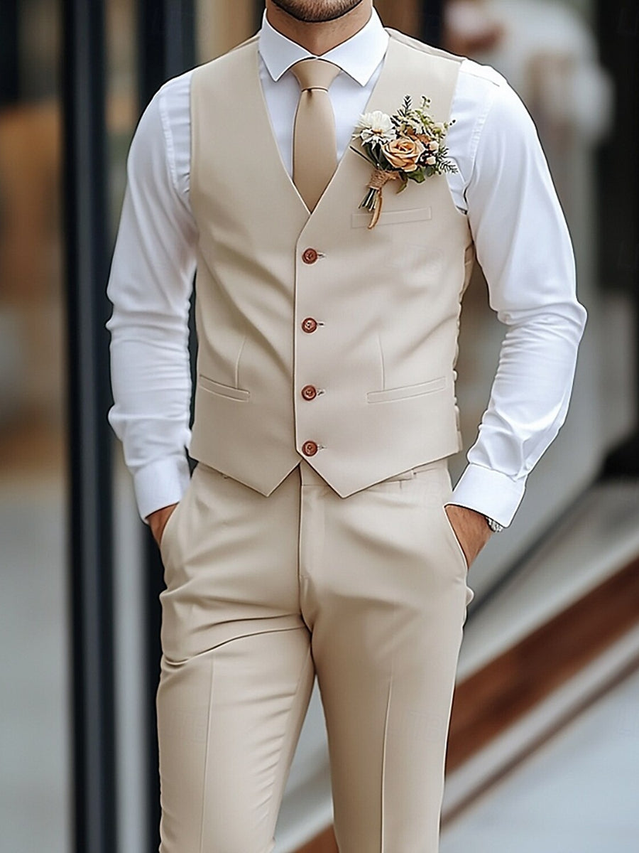 2 Piece Men's Single-Breasted Buttons Wedding Fashion Casual Waistcoat Pants Suits