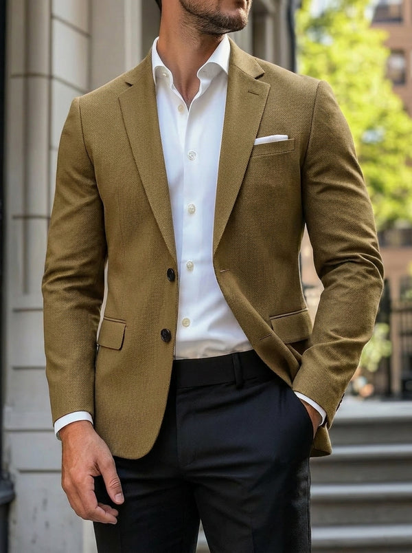 Men's Casual Regular Standard Fit Single Breasted Two-buttons Blazer Jacket