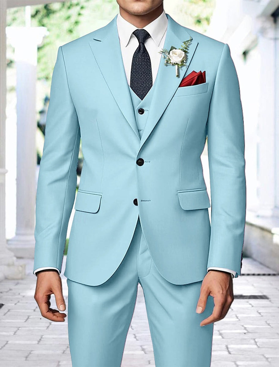 Men's Fashion Sage Single Breasted Two Buttons Party 3 Pieces Wedding Suits