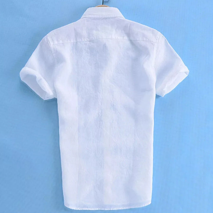 Men's Casual Short Sleeves Solid Color Cotton Shirt