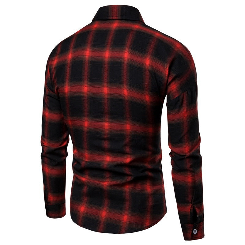 Men's Loose Long Sleeves Casual Plaid Shirt