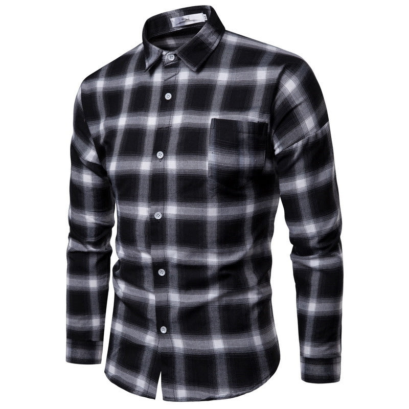 Men's Loose Long Sleeves Casual Plaid Shirt