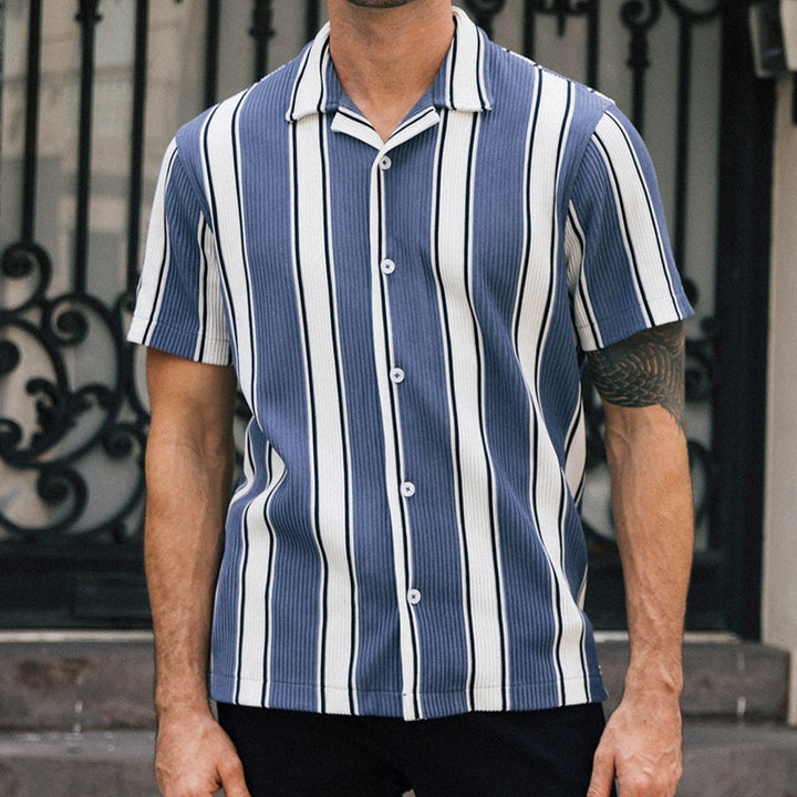 Men's Loose Short Sleeves Casual Striped Shirt