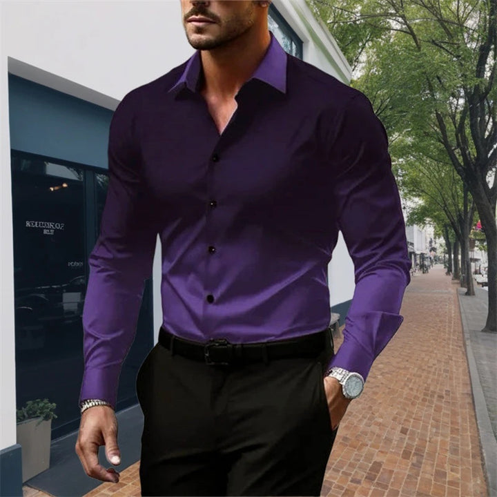 Men's Standard Fit Long Sleeves Casual Gradient Color Shirt