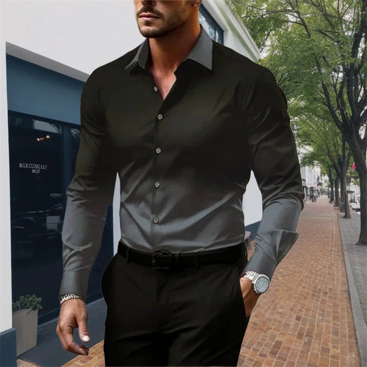 Men's Standard Fit Long Sleeves Casual Gradient Color Shirt