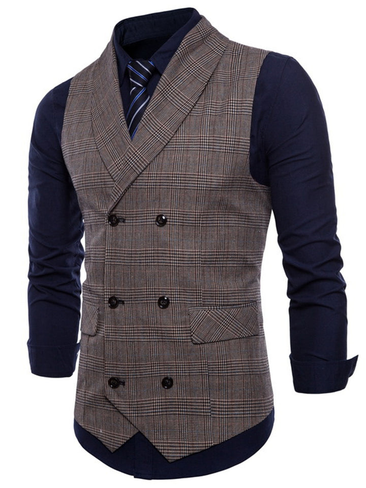 Light Gray Men's Formal Striped Two Breasted-Six Buttons Casual Daily Vest