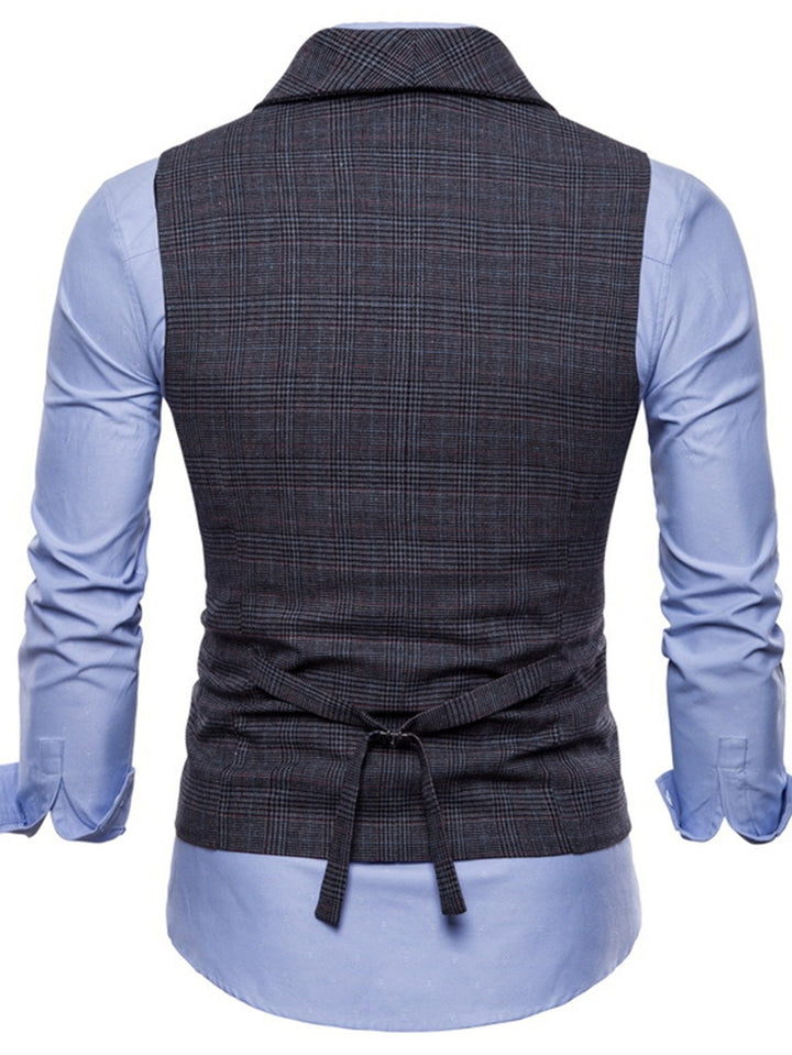 Light Gray Men's Formal Striped Two Breasted-Six Buttons Casual Daily Vest