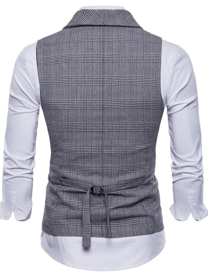 Light Gray Men's Formal Striped Two Breasted-Six Buttons Casual Daily Vest