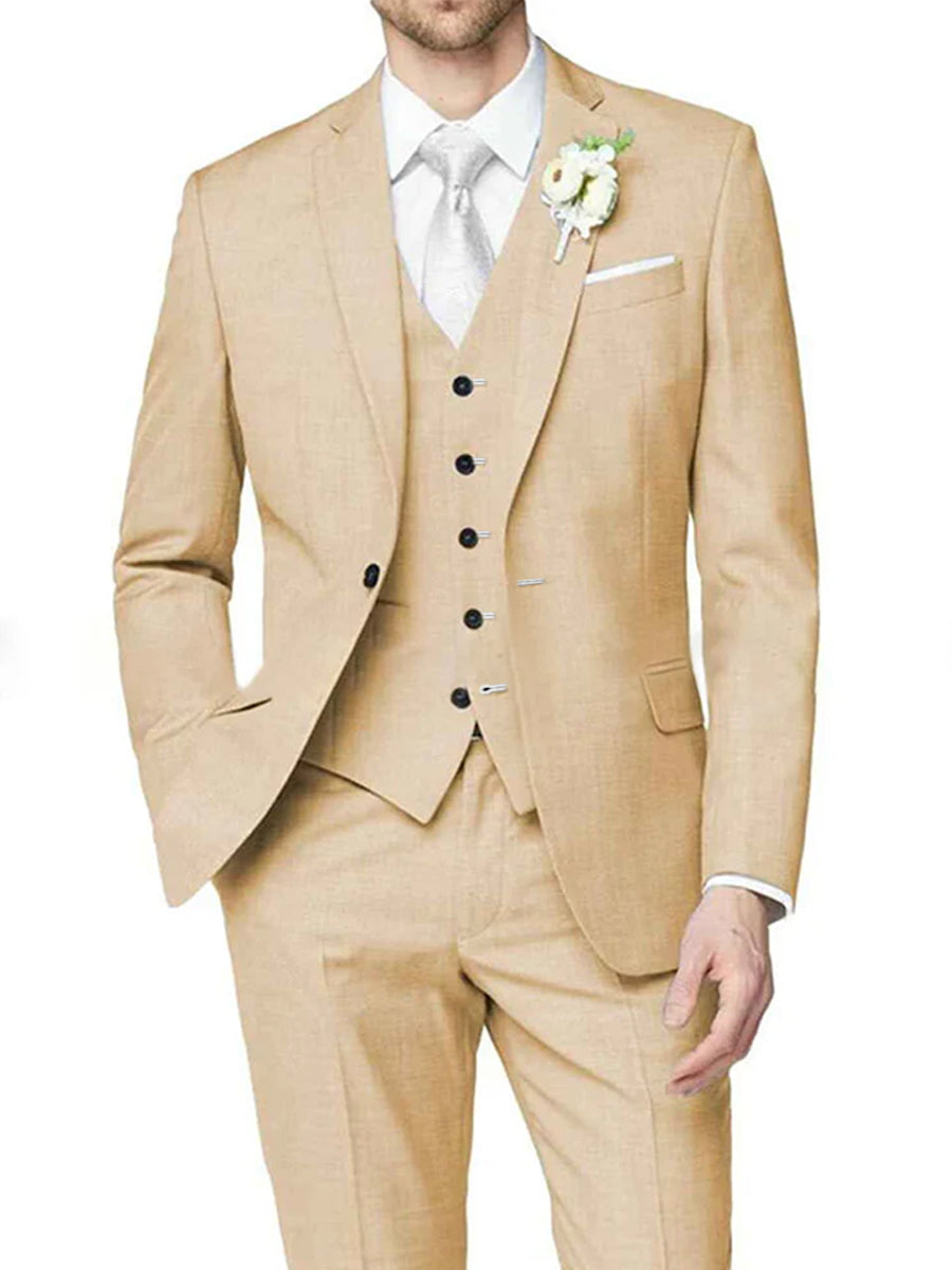 Lilac Men's Formal Notch Tailored Fit Single Breasted One-button Wedding Party Suits
