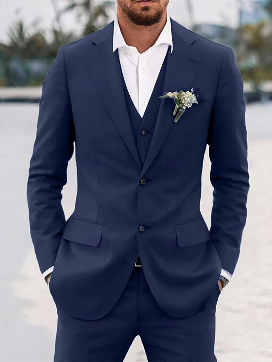 Sky Blue Men's 3 Pieces Single Breasted Two-buttons Tailored Fit