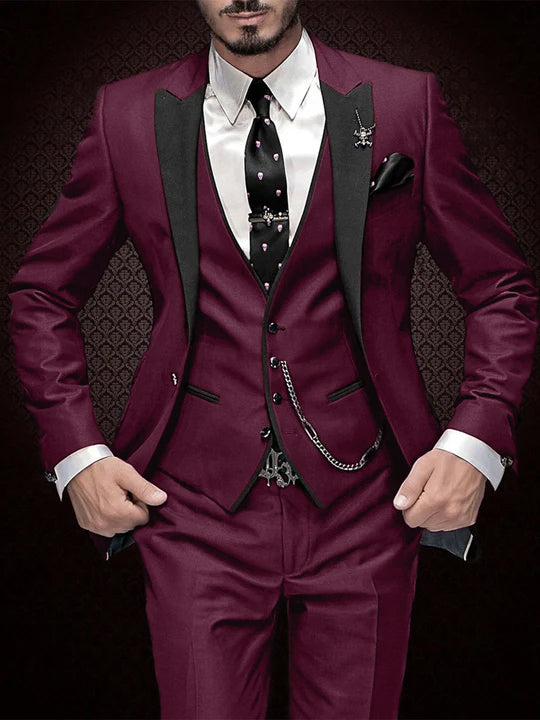 Men's 3 Pieces Standard Fit Single Breasted One-button Wedding Party Suits