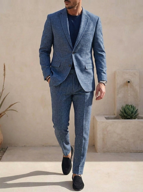 Men's Single Breasted Two-Buttons 2 Pieces Plaid Suits Long Sleeves