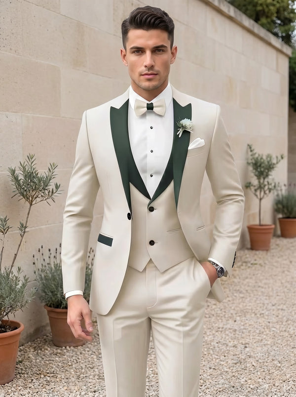 Men's Single Breasted One-Button 3 Pieces Solid Color Suits Long Sleeves