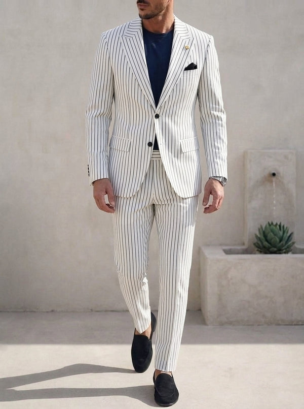 Men's Single Breasted Two-Buttons 2 Pieces Striped Suit Long Sleeves