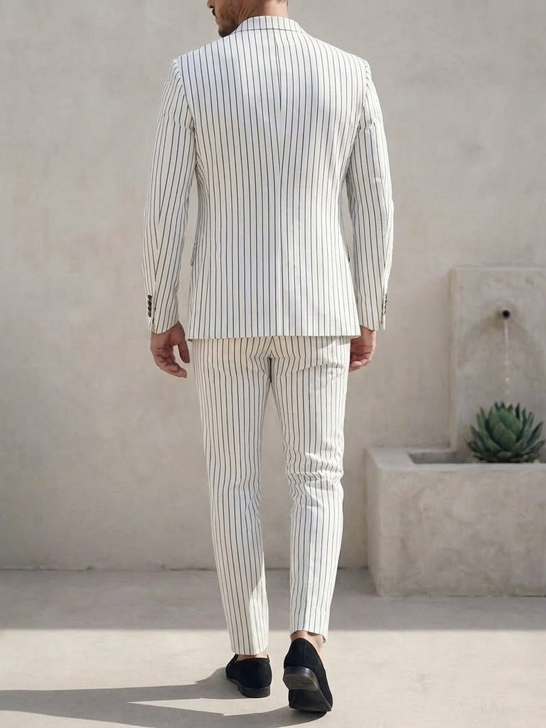 Men's Single Breasted Two-Buttons 2 Pieces Striped Suit Long Sleeves