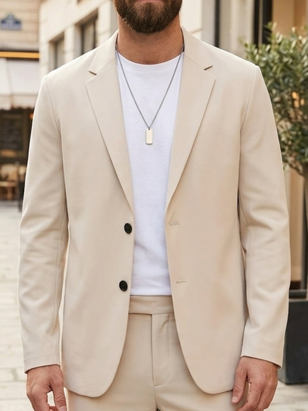 Men's Loose Top Single Western Thin Jacket Single-Breasted Two-Buttons