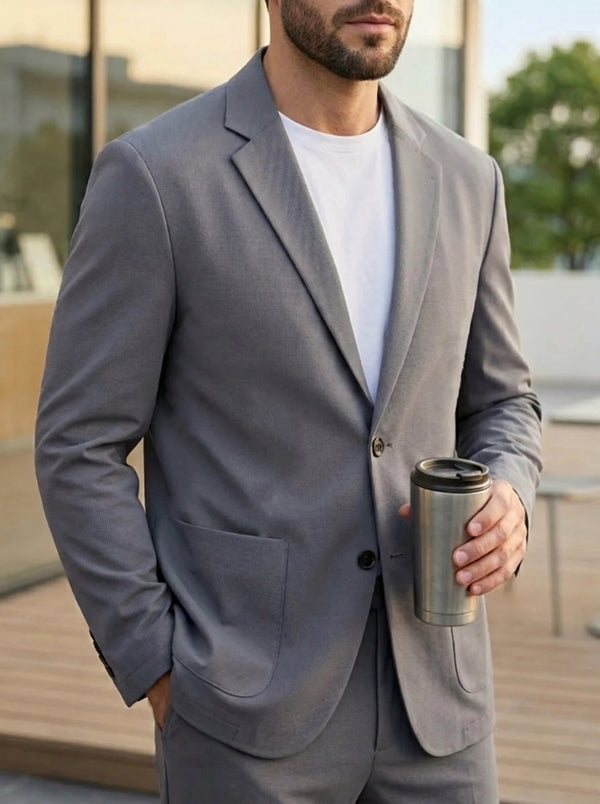 Men's No-Iron Ice Silk Sun Protection Jacket Single-Breasted Two-Buttons Ultra-Thin High-Elastic