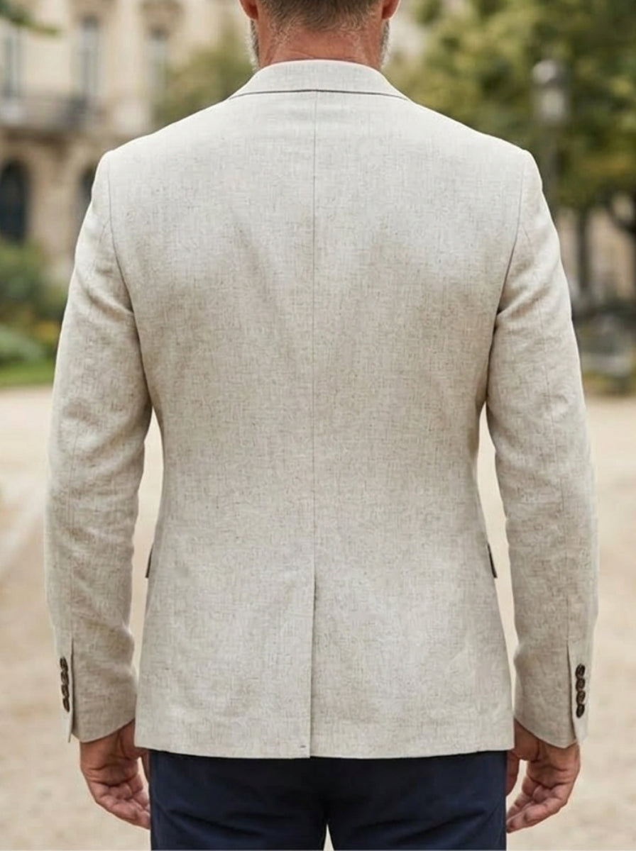 Men's Casual Linen Jacket Single-Breasted Two-Buttons Long Sleeves