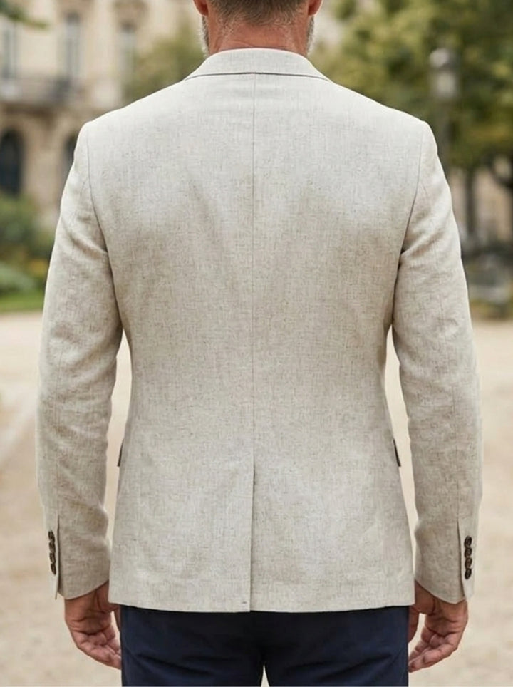 Men's Casual Linen Jacket Single-Breasted Two-Buttons Long Sleeves
