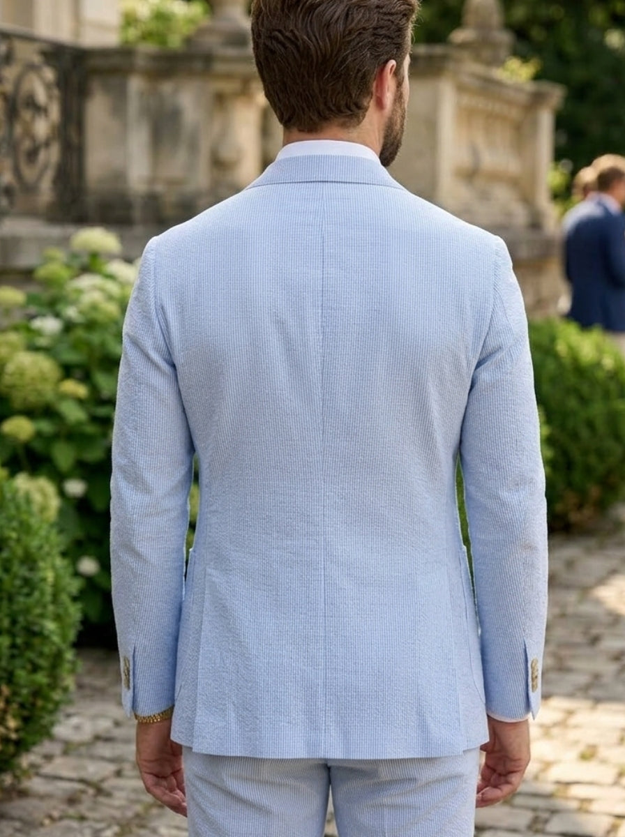 Men's Casual Thin Single-Breasted Two-Buttons Long Sleeves Striped Jacket