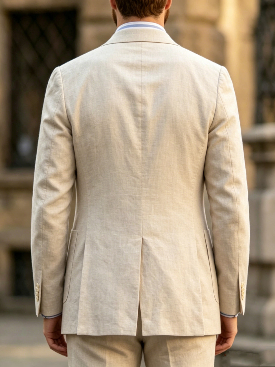 Men's Single Breasted Two-Buttons Thin Linen Suit Long Sleeves Jacket