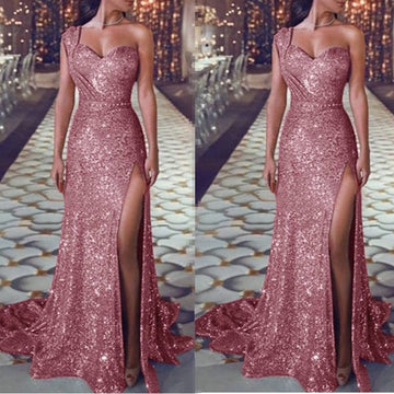 Sheath/Column One-Shoulder Floor-length Prom Dresses