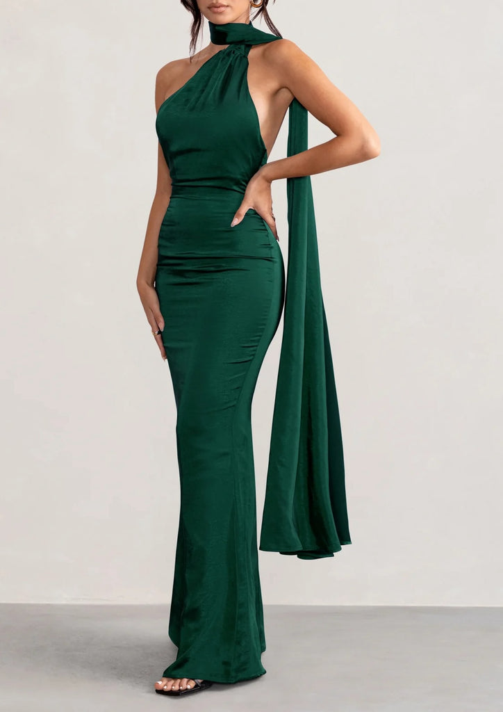 Sheath/Column Halter Floor-length Prom Dresses Black