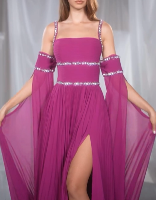 A-Line/Princess Spaghetti Straps Floor-length Prom Dresses