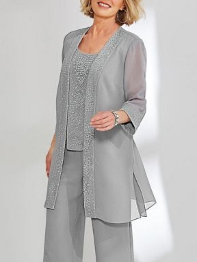 Chiffon Mother of the Bride Pantsuits with Jacket