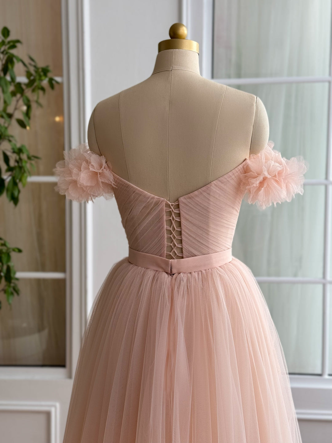 A-Line/Princess Sweetheart Off-the-Shoulder Ankle-Length Prom Dress with Embroidered Flowers