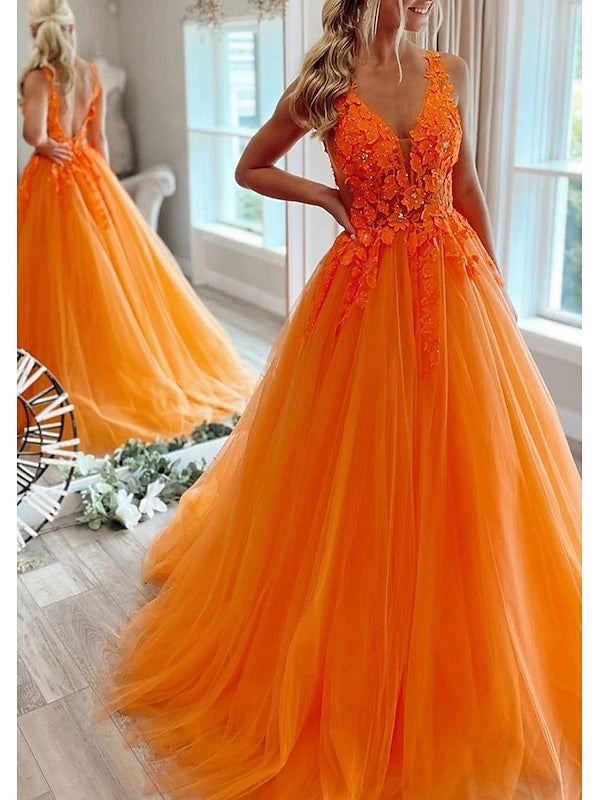 orange princess prom dresses Luxury Princess Satin Sleeveless Lace Orange Ball Gown Prom Dresses