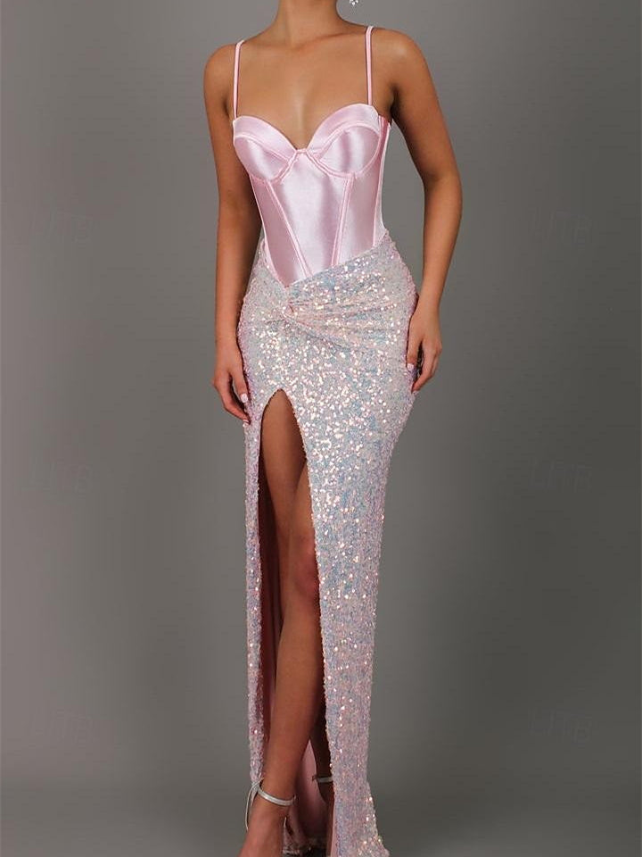 Mermaid/Trumpet Sweetheart Floor-Length Prom Dresses with Sequins