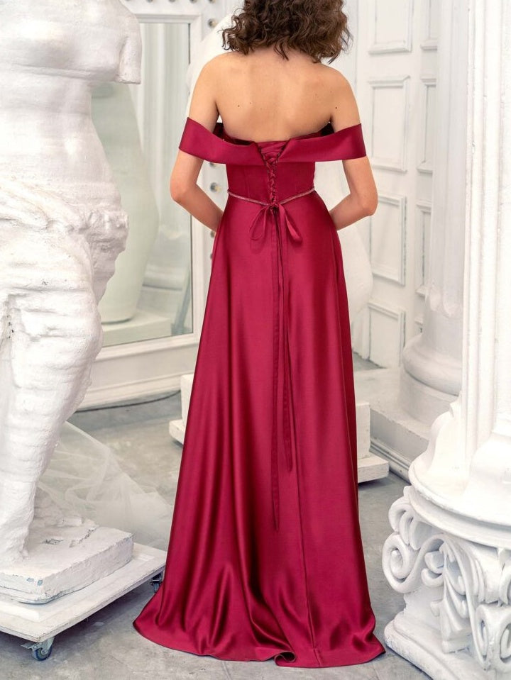 A-Line/Princess Strapless Sleeveless Floor-Length Evening Dress