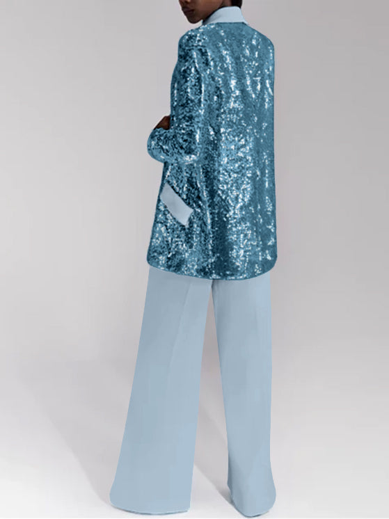 2 Pieces Evening Party Suit Jacket with Pockets & Pants