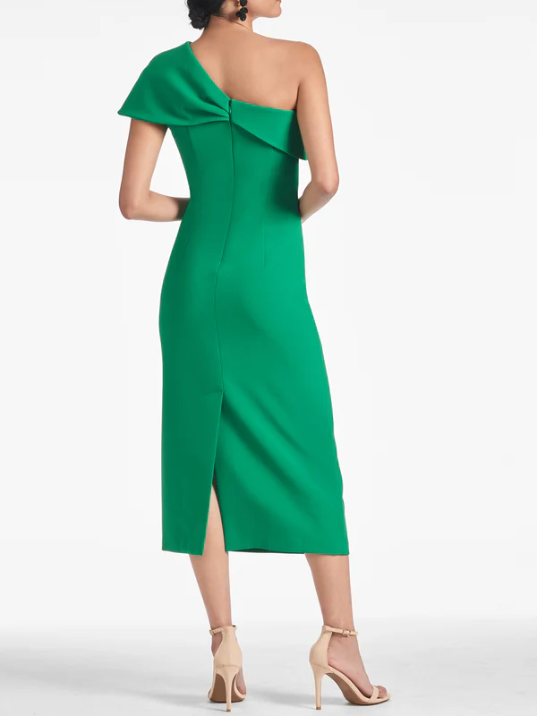 Sheath/Column One Shoulder Tea-Length Homecoming Dresses