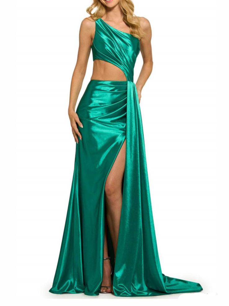 Mermaid/Trumpet One Shoulder Evening Dress with Side Slit