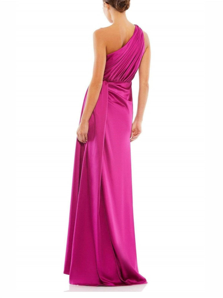 A-Line/Princess One Shoulder Floor-Length Evening Dress with High Slit