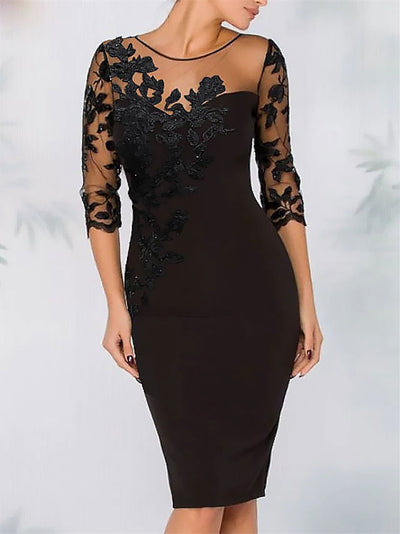 black long dress with short sleeves Effortless Vibes and Ethereal Color:Flamingo US-EOS26-Hero