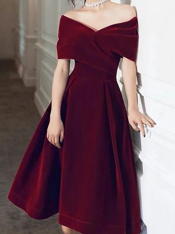 Off-the-Shoudler Cocktail Dresses Dark Green Women's A-Line Wedding Guest Dress Elegant Princess Pleats Satin Formal Evening Ball Gowns Dark Green, Off-the-Shoudler Cocktail Dresses Dark Green Women's A-Line Wedding Guest Dress Elegant Princess Pleats Satin Formal Evening Ball Gowns Dark Green,