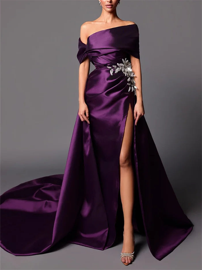 sweep train evening dress Mermaid Spaghetti Straps Backless Sweep Train Navy Blue Sequined Prom cathyprom