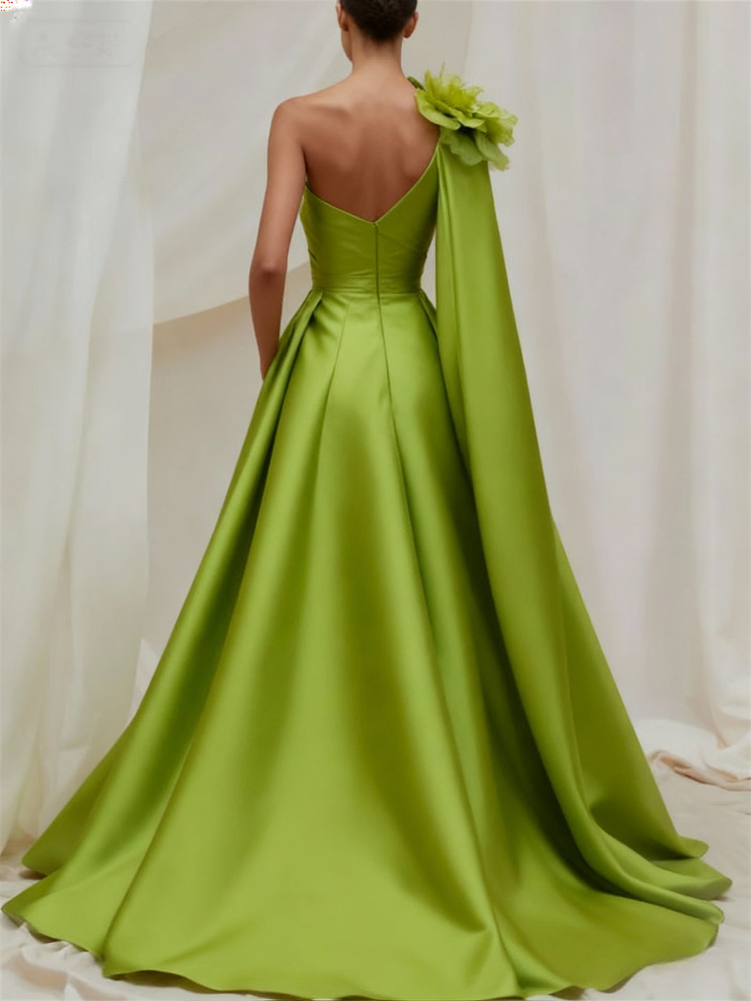 A-Line/Princess  One Shoulder Sweep/Brush Train Evening Dresses