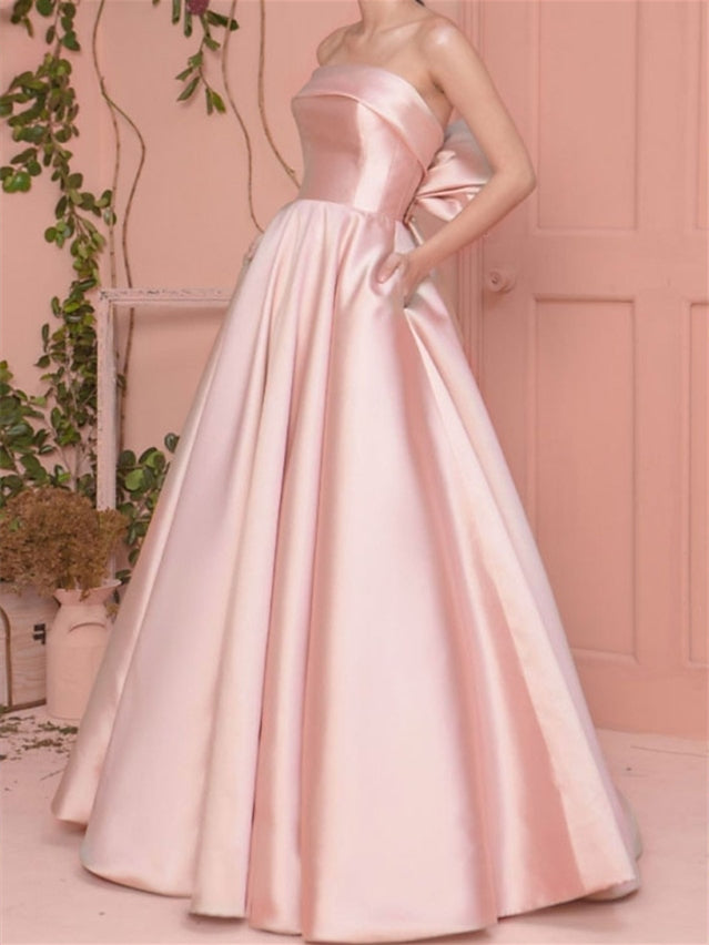 A-Line/Princess Sleeveless Strapless Floor-Length Evening Dresses with Pleats