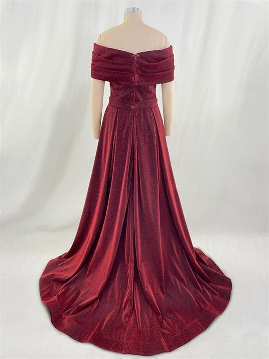 A-Line/Princess Off-the-Shoulder Girl Party Dress with Crystal Appliques & Train