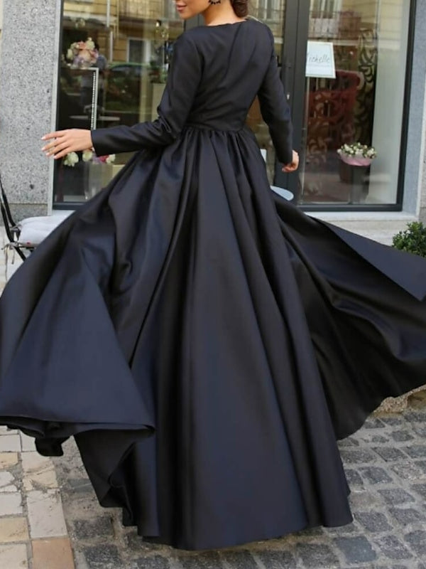 Ball Gown Sweep/Brush Train Long Sleeve Evening Dresses with Slit