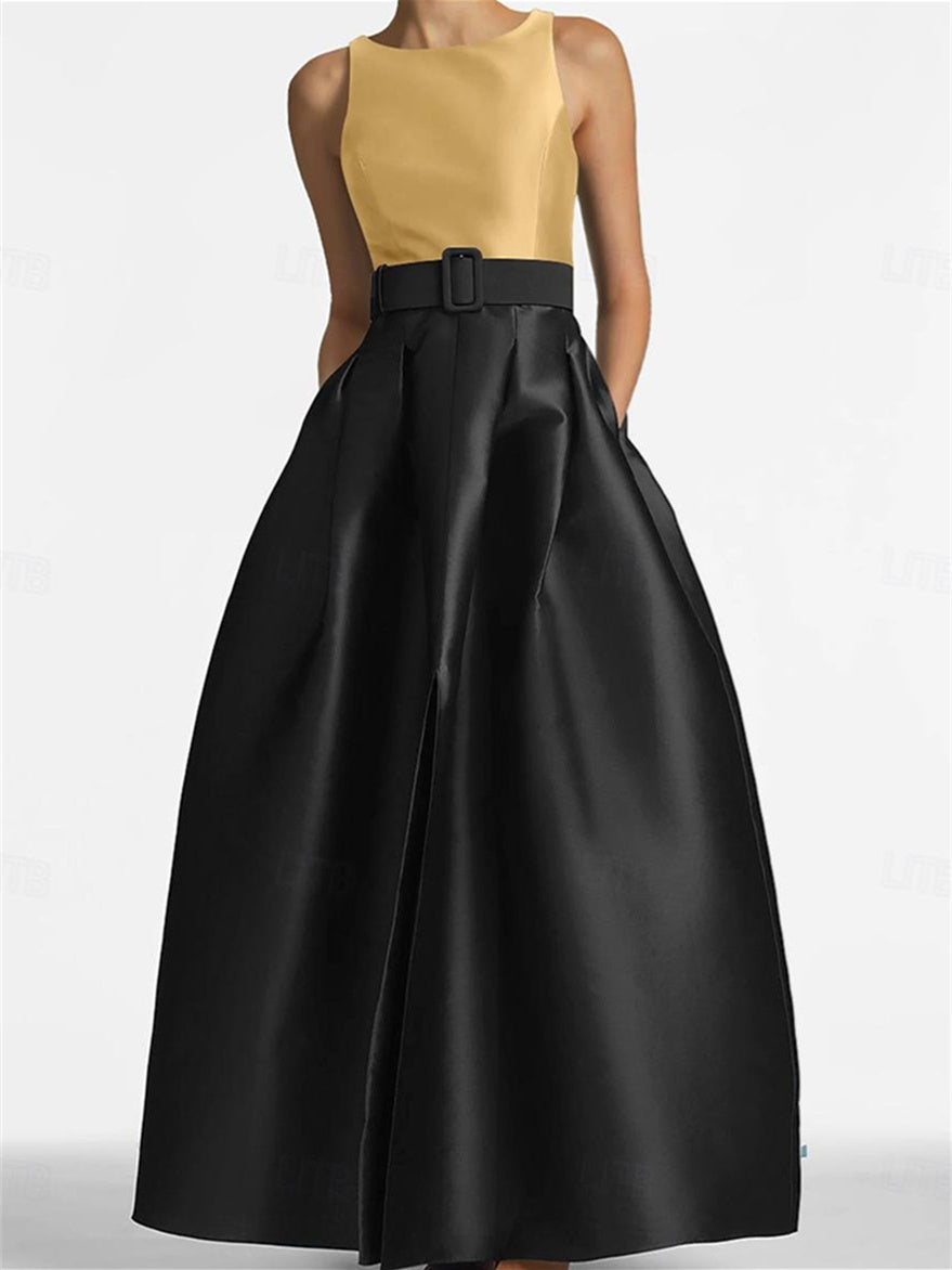 Evening Dresses 2026 Women's A-Line/Princess Scoop Sleeveless Floor-Length Mother of The Bride Dresses with Belt, As Pic