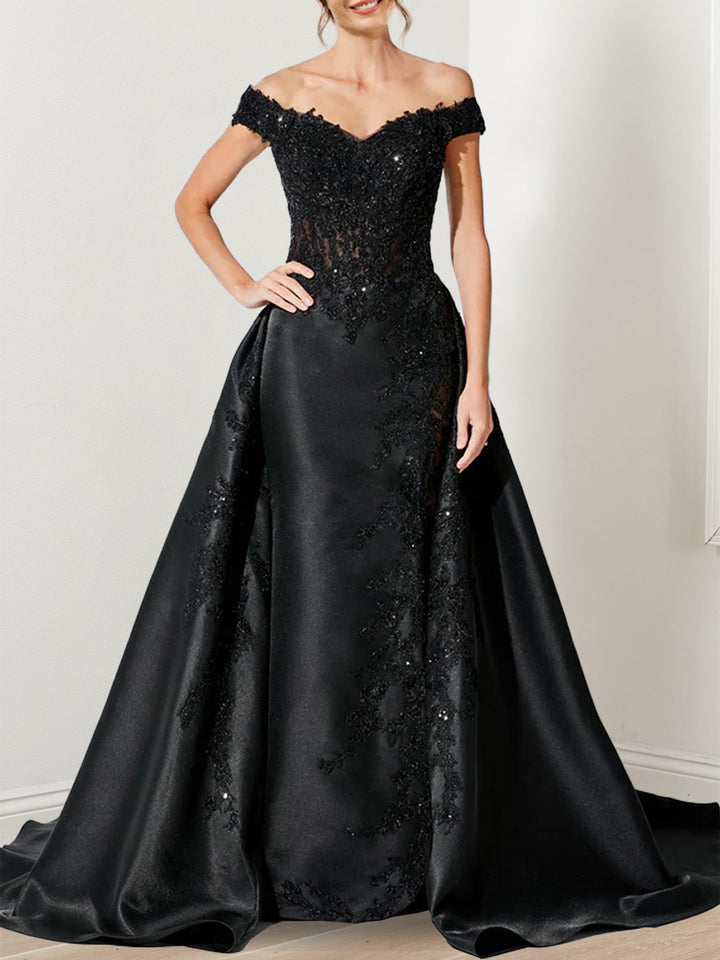 A-Line/Princess Off-the-Shoulder Mother Of The Bride Dresses With Sequins